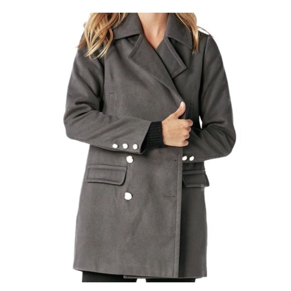 JustFab Jackets & Blazers - NWT Tornado Gray Naval Peacoat